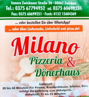 Milano Pizzaria Dönerhaus Zwickau menu