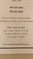 Restaurant Oasis menu