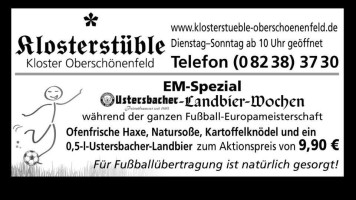 Klosterstüble Oberschönenfeld Mit Biergarten menu
