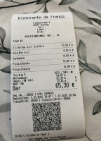 Pizzeria Da Franco Trattoria menu