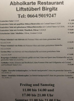 Liftstueberl Birgitz menu