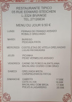 Café Tipico menu