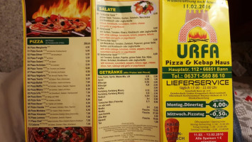 Urfa Pizza Kebaphaus menu
