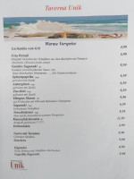 Taverna Unik menu