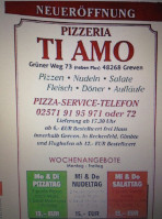 Pizzeria Tiamo menu