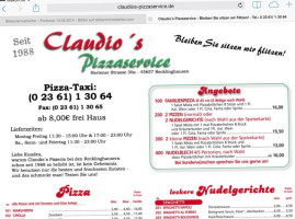 Pizzeria Claudio Lieferservice menu