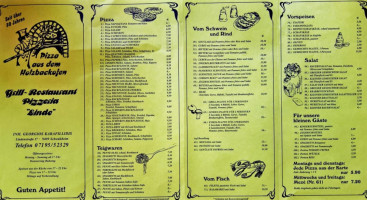 Linde Grill- Restaurant Pizzeria menu