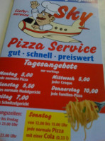 Sky Pizza Service menu