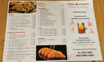 China Neu Lucky menu