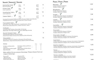 Francobollo & Pizza menu