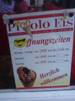 Piccolo Eis menu