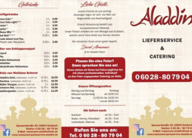 Bistrorante Aladdin menu