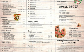 Pizzeria Midyat menu