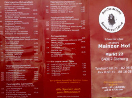 Restaurant & Cocktailbar Schwarzer Löwe im Mainzer Hof menu