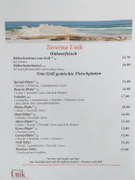 Taverna Unik menu