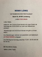 Minh Long Asiatische KÜche menu