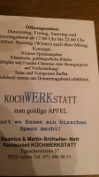 Kochwerkstatt Zum Goldige Oepfel menu