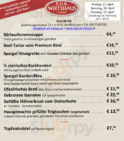 K. U. K. Wirtshaus menu