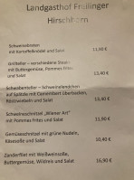 Landgasthof Freilinger menu
