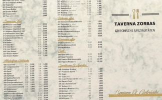 Taverna Zorbas menu