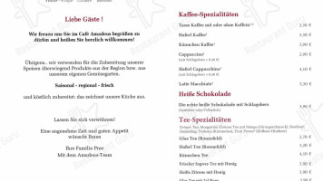 Wiener Café Amadeus menu