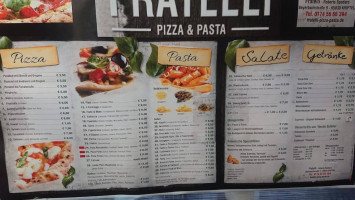 Fratelli Pizza Pasta menu