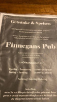 Finnegans Pub menu