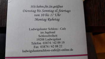 Ludwigsluster Schloss-café menu
