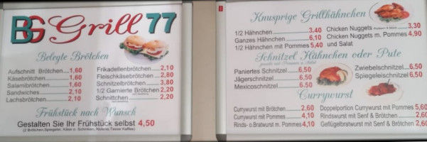 Bg Grill 77 menu