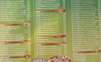 König Pizza Kebab menu