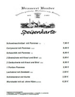 Brauerei Gaststätte Bender menu