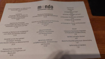 Restaurant Mondo menu