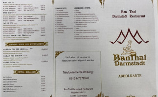 Ban Thai Restaurant menu