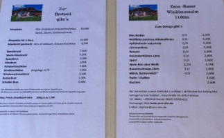 Zenz-alm menu