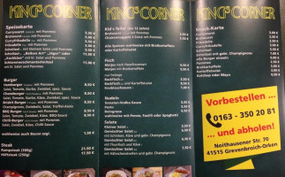 Kings Corner menu