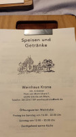 Krone Weinhaus menu