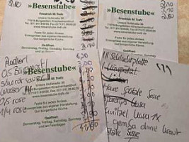 Besenstube/gartenwirtschaft menu