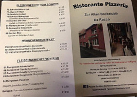 Pizzeria Zur alten Backstub menu