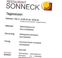 Restaurant Sonneck menu