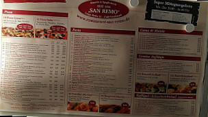 San Remo menu