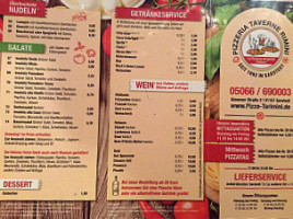 Pizzeria Taverne Rimini menu