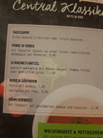 Central Cafe Bistro Bar menu