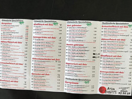 Asia Imbiss menu