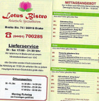 Lotus Bistro menu