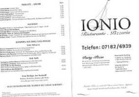 Ionio Pizzeria menu