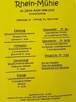 Restaurant Rhein-Mühle menu