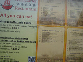 Asia Garten menu