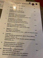Tresor Restaurant menu
