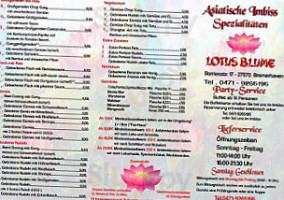 Imbiss Lotusblume menu