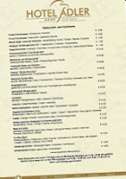 Hotel Adler menu